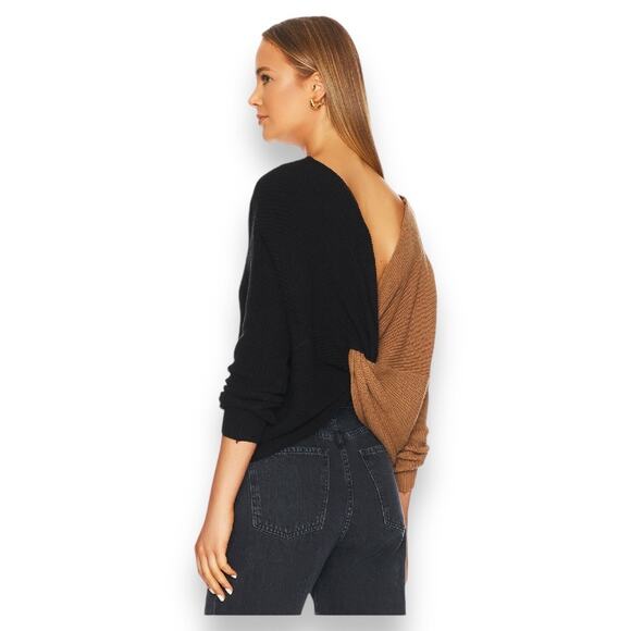 Revolve Superdown Trish Knot Low Back Knit Sweater Black Brown Women's S - Picture 2 of 7